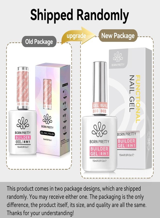 BORN PRETTY Builder Gel for Nails, 8-in-1 Extension Gel Strengthener Gel Hard Builder Nail Gel Base Top Gel, Pink Gel Builder Rhinestone Nail Glue Gel in A Bottle Nails 15ML - Image 5